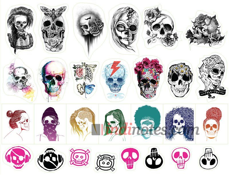 Skull Art 02. Лист виниловых наклеек А4 - фото