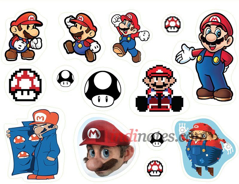 Марио (Mario). Лист виниловых наклеек А4 - фото