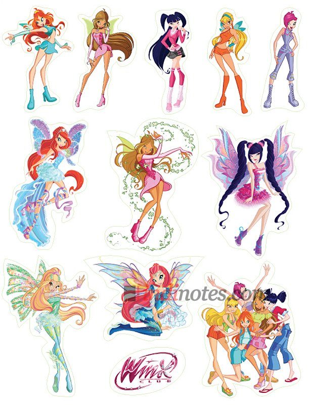 Винкс (Winx). Лист виниловых наклеек А4 - фото