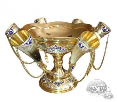 Фруктовница с рожками для вина - фото