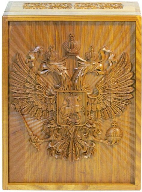 Лото в резной шкатулке из мореного ясеня Герб России 999-RTR-91L - фото