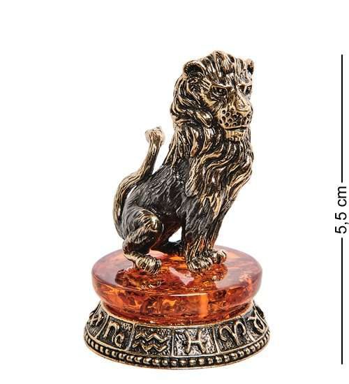 Фигурка Знак зодиака-Лев (латунь, янтарь) AM-2734 113-709461 - фото