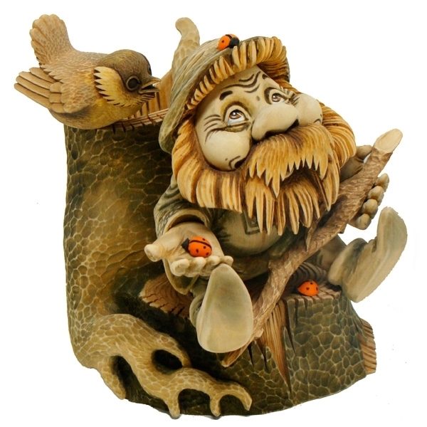 Фигурка декоративная Лесовичок и воробей, 17*20*21,5см KSMR-626520/F575 - фото