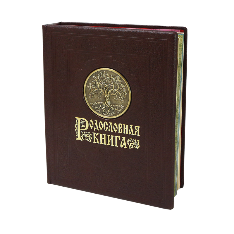 Альбом Родословная Книга Гербовая кожаный переплет, с литым гербом KSVA-PM-010-ДБ - фото