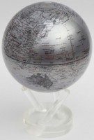 Глобус мобиле Mova Globe с политической картой Мира, d=12 см, цвет серебро - фото