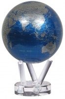 Глобус мобиле Mova Globe с политической картой Мира, d=12 см, цвет голубой, серебро - фото