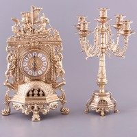 Набор: каминные часы и 2 подсвечника, h=40 см, l=25 см - фото