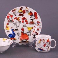 Детский набор посуды на 1 персону «Курятник», 3 пр. - фото