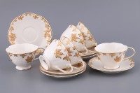 Кофейный набор на 6 персон 12 пр. «София: золотой листок», 160 мл - фото