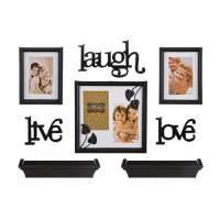 Подарочный фотонабор из 8-пр., темный,«Life, laugh, love»,  25x10, 16x21, 26x26 см - фото