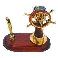 Настольный набор: компас «Штурвал», ручка с подставкой, 14,5х7,5х15,5 см - фото