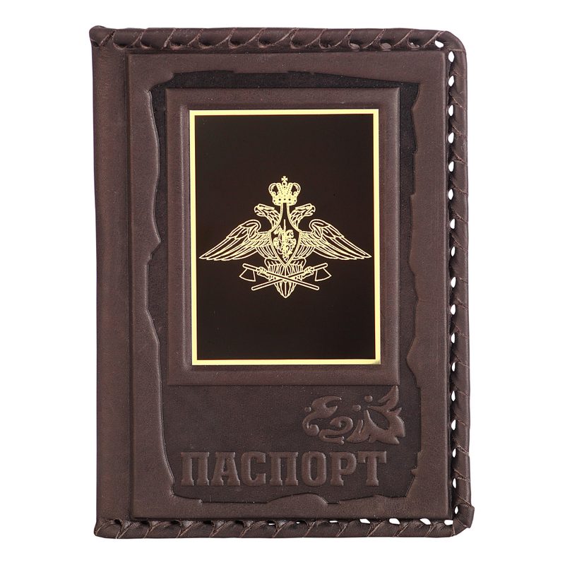 Обложка для паспорта «Инженерные войска-1» с накладкой из стали - фото