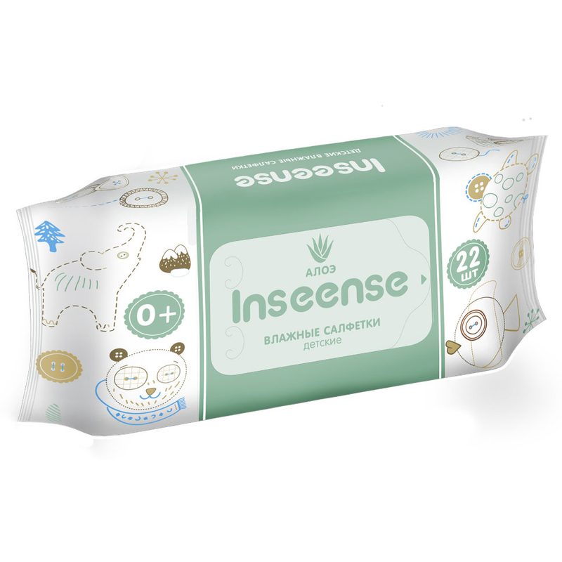 Детские влажные салфетки Inseense 22 шт с алоэ вера - фото