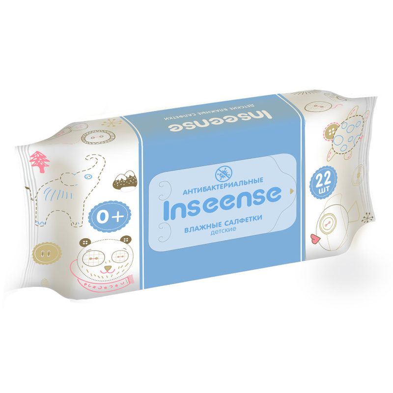 Детские влажные салфетки Inseense 22 шт антибактериальные - фото