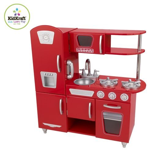 Игрушка кухня из дерева Винтаж, цвет Красный (Red Vintage Kitchen) - фото
