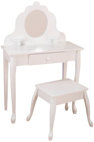 Белый туалетный столик из дерева для девочки Модница (White Medium Vanity & Stool) - фото
