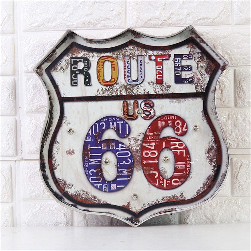 Светящаяся вывеска Route 66 (белый) - фото