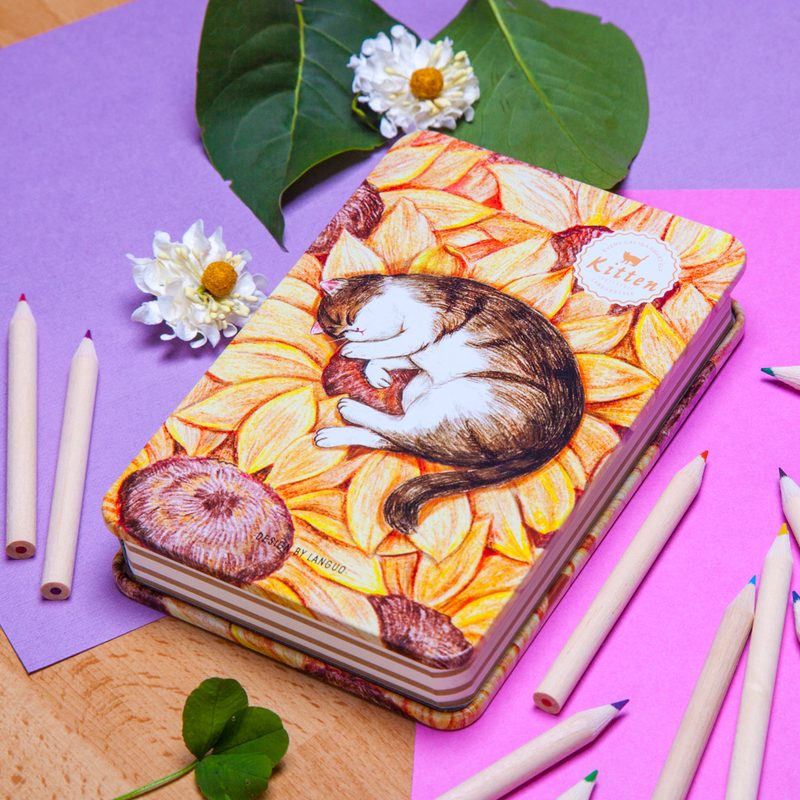 Креативбук в жестяной обложке Art Cat (желтый) - фото