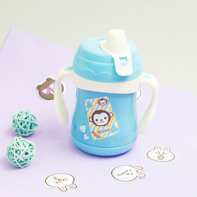 Бутылка с поильником (голубой) - фото