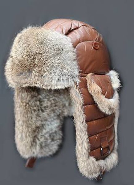 Шапка Дутик,цв.коричн,мех кролик коричн. - фото