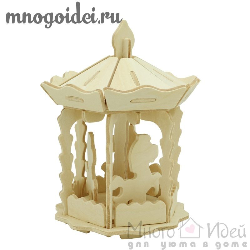 Деревянный конструктор 3D Карусель - фото