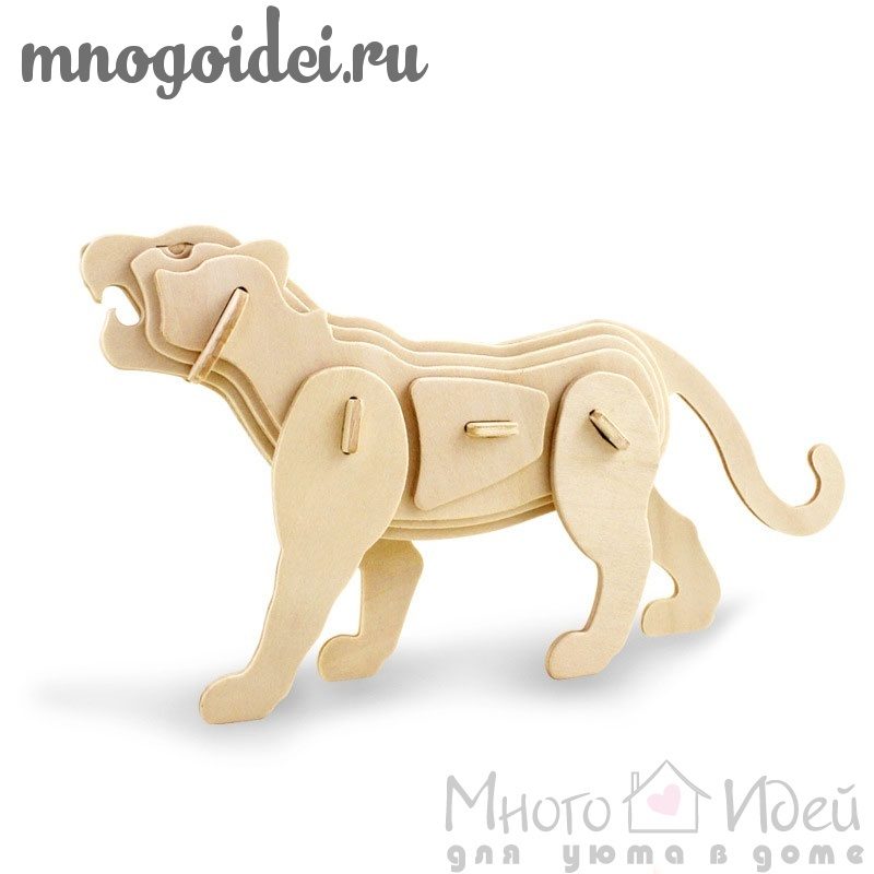 Деревянный конструктор 3D Тигр - фото