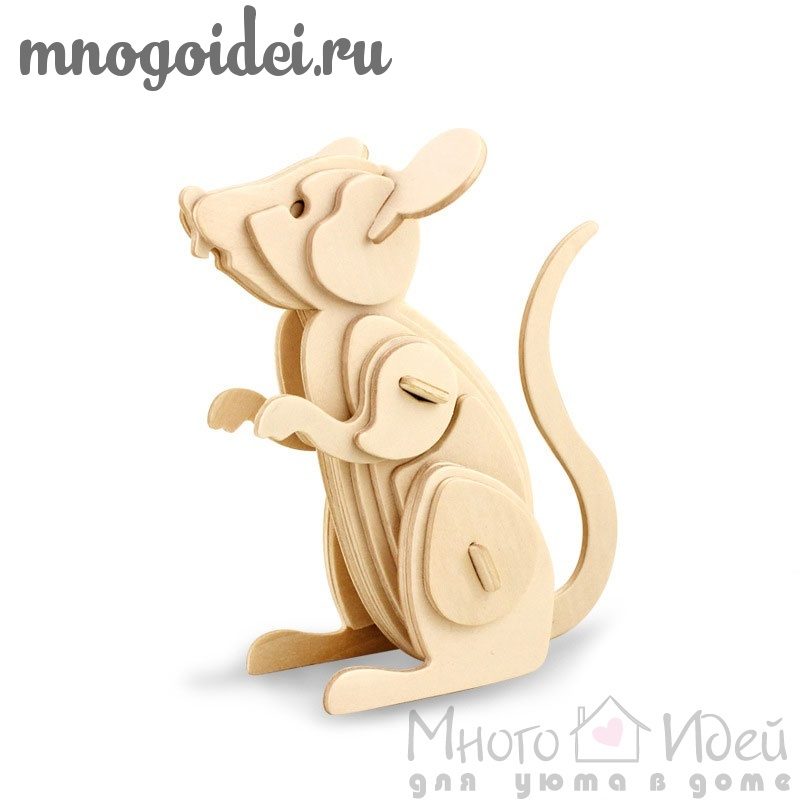 Деревянный конструктор 3D Мышка - фото