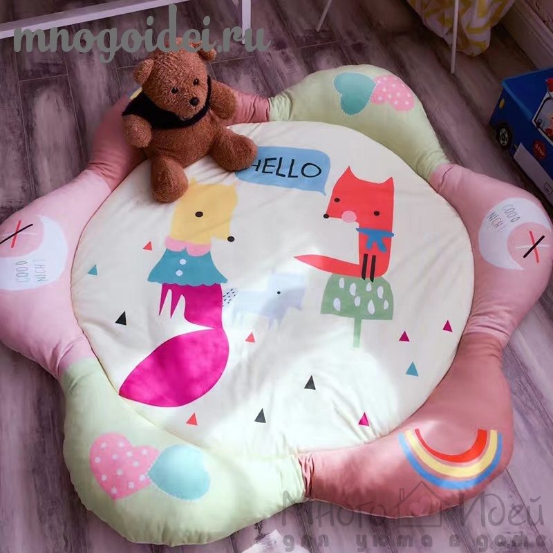 Теплый детский игровой коврик Подружки-лисички - фото