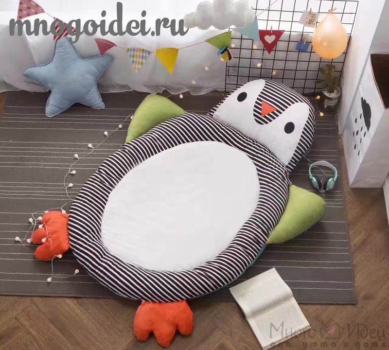 Теплый детский игровой коврик Удивленный Пингвин - фото