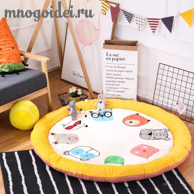 Теплый детский игровой коврик Лесные друзья - фото