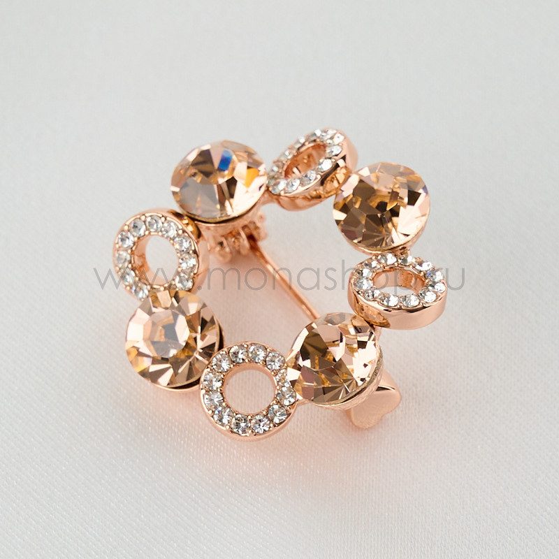 Брошь Злата с кристаллами Swarovski цвета шампань - фото