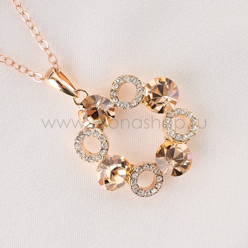 Подвеска круг Злата с кристаллами Swarovski цвета шампань - фото