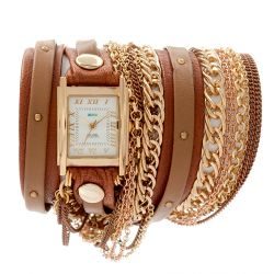 Chain Double Arizona Brown Wath Taupe Gold Stud - фото
