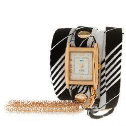 Charm Tassle Black - White Retro Stripe Print - фото