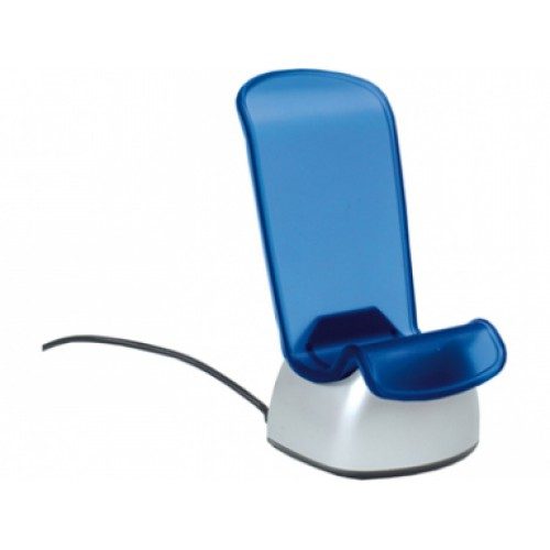 Подставка под мобильный телефон с USB Hub на 4 порта, синий,серебристый - фото