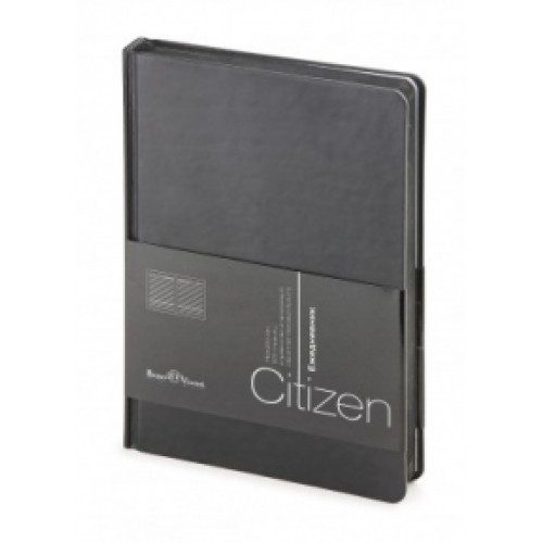 Ежедневник недатированный New Citizen, А5, белый блок, черный обрез, ляссе черный - фото