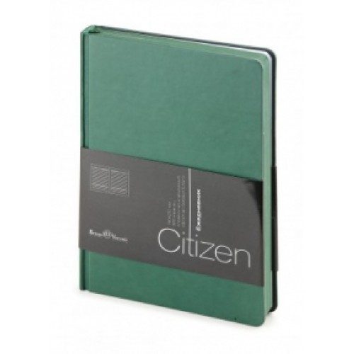 Ежедневник недатированный New Citizen, А5, белый блок, зеленый обрез, ляссе зеленый - фото