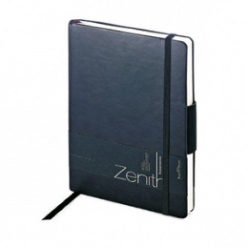 Ежедневник недатированный Zenith, В6, бежевый блок, без обреза, ляссе, на резинке черный - фото
