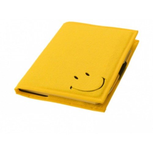 Записная книжка Smiley в чехле, формат А5 желтый - фото