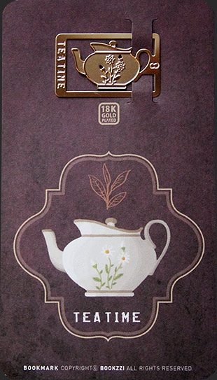 Подарочная металлическая закладка для блокнота Чаепитие Чайник - фото
