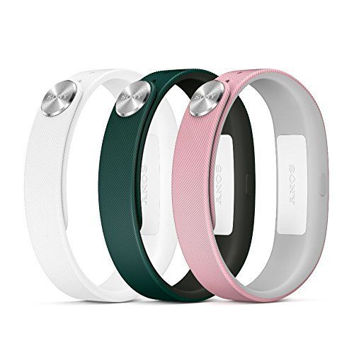 Комплект из 3х ремешков для фитнес-браслета Sony SmartBand SWR10 - Dark Green, Light Pink, White (размер L) - фото