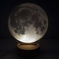 3D Ночник Луна с деревянной основой - фото