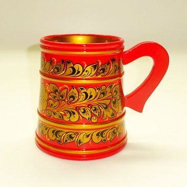 Кружка из коллекции ЗОЛОТАЯ ХОХЛОМА (15см) красная/золото - фото