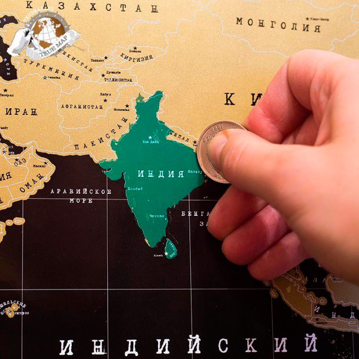 Стирающаяся карта TrueMap черного цвета - фото