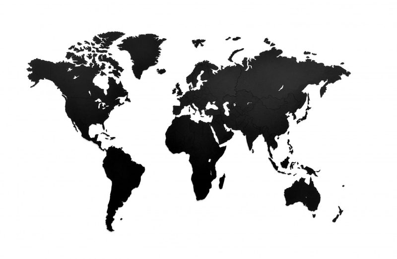 Карта мира Wall Decoration Black 130 x 78 cm черная - фото