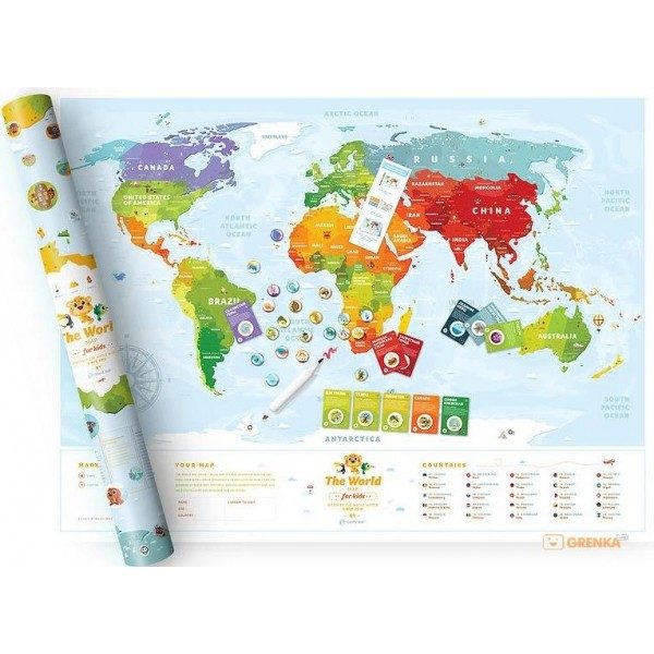 Стирающаяся развивающая карта мира для детей Travel Map™ Kids - фото