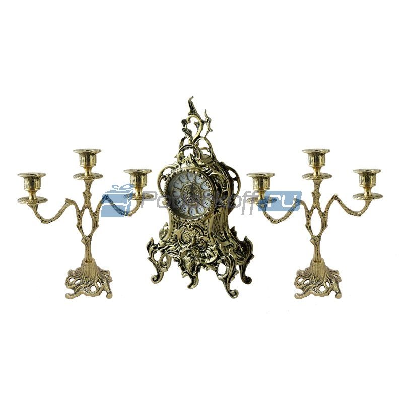 Каминные часы с канделябрами Рожманиньял из бронзы (Bello De Bronze) - фото