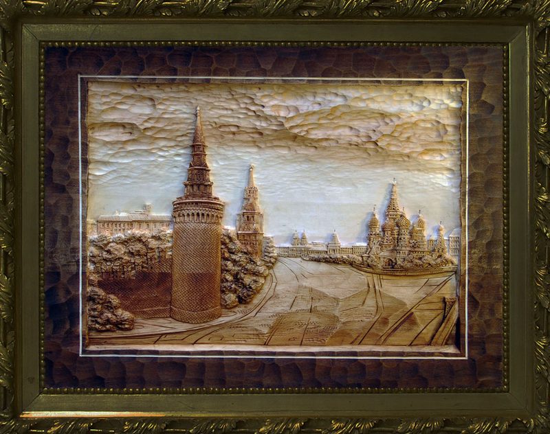 Картина из дерева Васильевский спуск - фото