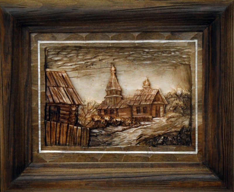 Картина из дерева Церковь - фото