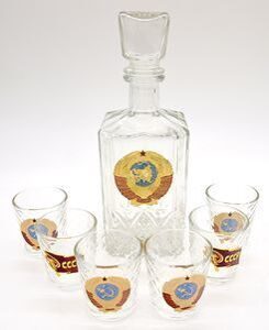 Водочный набор СССР (графин + 6 стопок, ручная доработка), (IRSSUCED) - фото